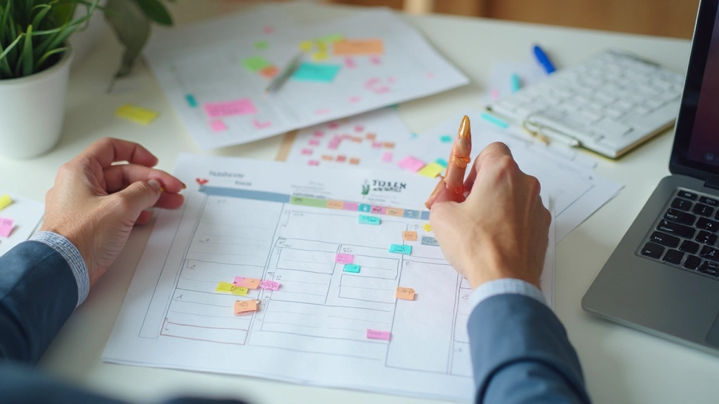 Dagplanning met gekleurde tijdblokken voor verschillende activiteiten